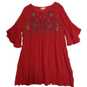 Umgee‎ USA Boho Red Embroidered Dress Size Medium